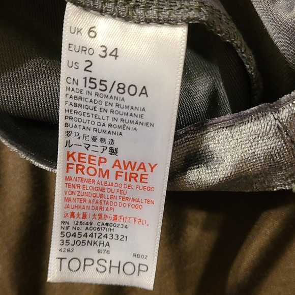 Topshop Size 2 Velvet Holiday Glitter Star Green Off Shoulder Dress - Picture 8 of 10